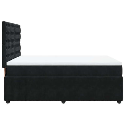 Box Spring Bed with Mattress Black Queen Velvet