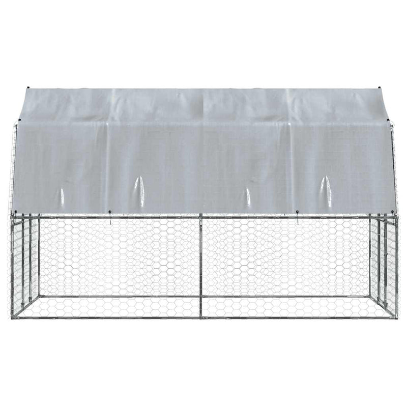 Dog Cage with Roof and Door Silver Galvanised Steel