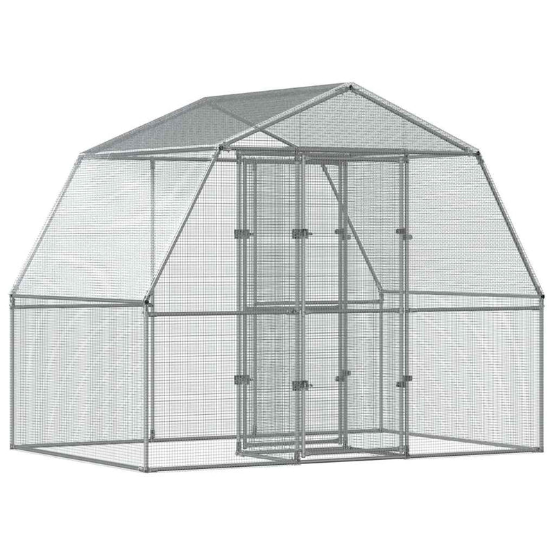 Bird Cage with Door Silver Galvanised Steel