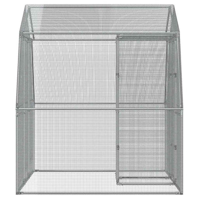 Bird Cage with Door Silver Galvanised Steel