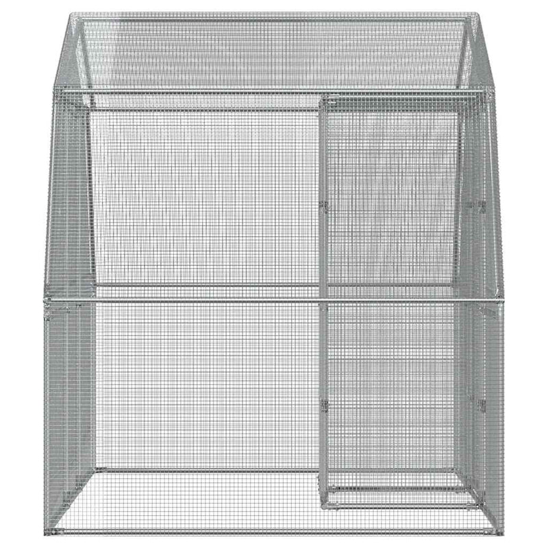 Bird Cage with Door Silver Galvanised Steel