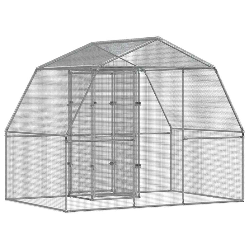 Bird Cage with Door Silver Galvanised Steel