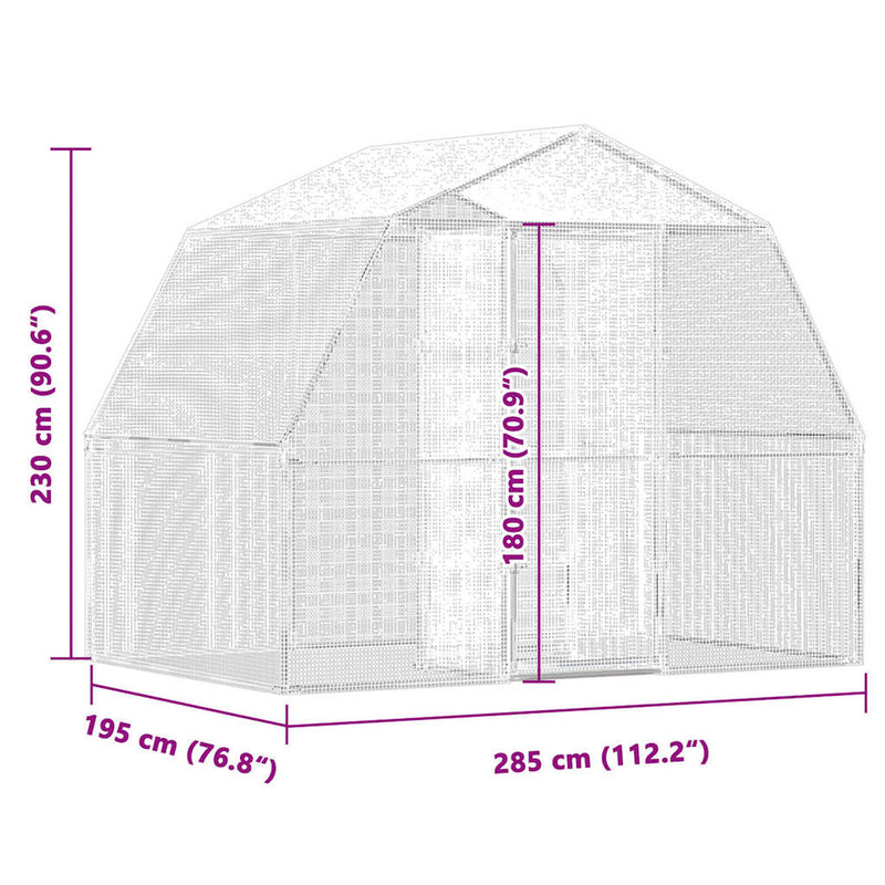 Bird Cage with Door Silver Galvanised Steel