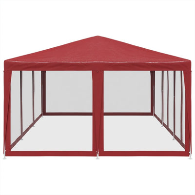 Party Tent with 10 Mesh Sidewalls Red 6x4 m HDPE