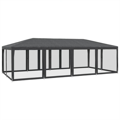 Party Tent with 12 Mesh Sidewalls Anthracite 8x4 m HDPE