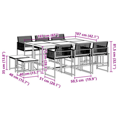 11 Piece Garden Dining Set with Cushions Black Poly Rattan