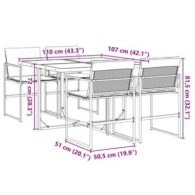 5 Piece Garden Dining Set with Cushions Black Textilene