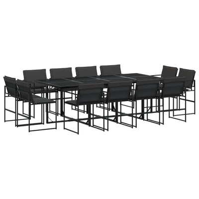 13 Piece Garden Dining Set with Cushions Black Textilene