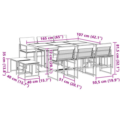 11 Piece Garden Dining Set with Cushions Black Textilene