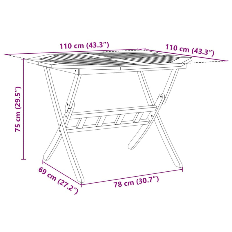 5 Piece Folding Garden Dining Set Solid Wood Acacia