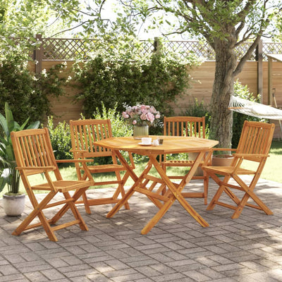 5 Piece Folding Garden Dining Set Solid Wood Acacia