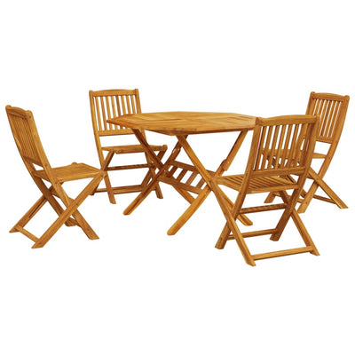 5 Piece Folding Garden Dining Set Solid Wood Acacia