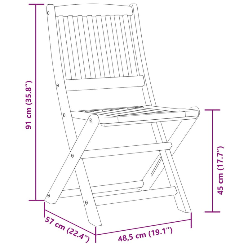 5 Piece Folding Garden Dining Set Solid Wood Acacia