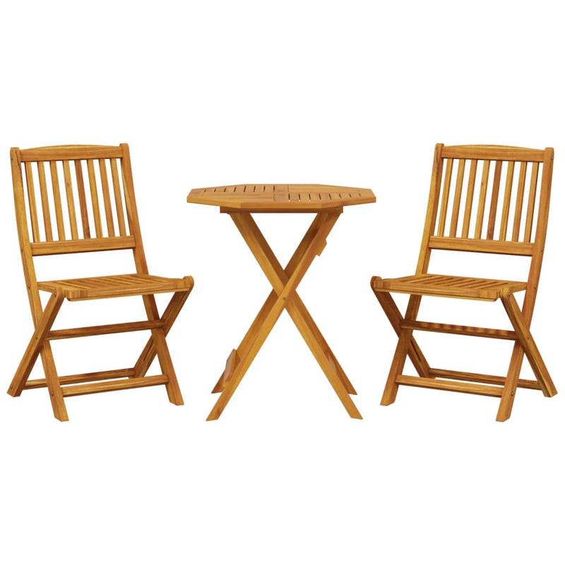 3 Piece Folding Bistro Set Solid Wood Acacia