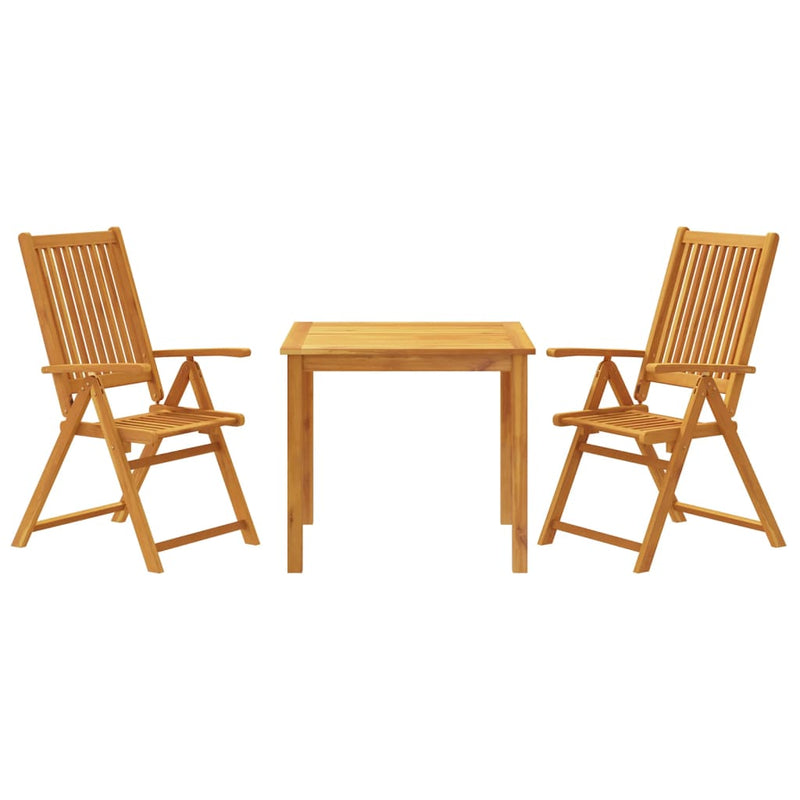 3 Piece Garden Dining Set Solid Wood Acacia