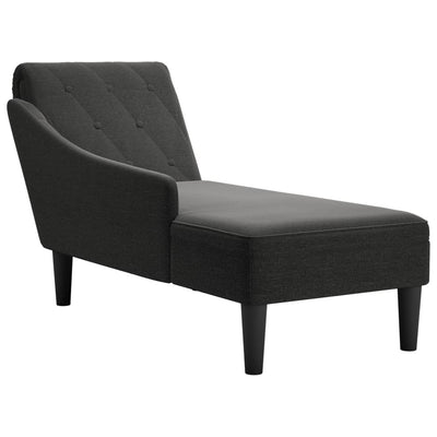 Chaise Lounge with Pillow and Right Armrest Black Fabric