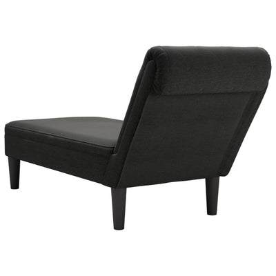 Chaise Lounge with Pillow and Right Armrest Black Fabric