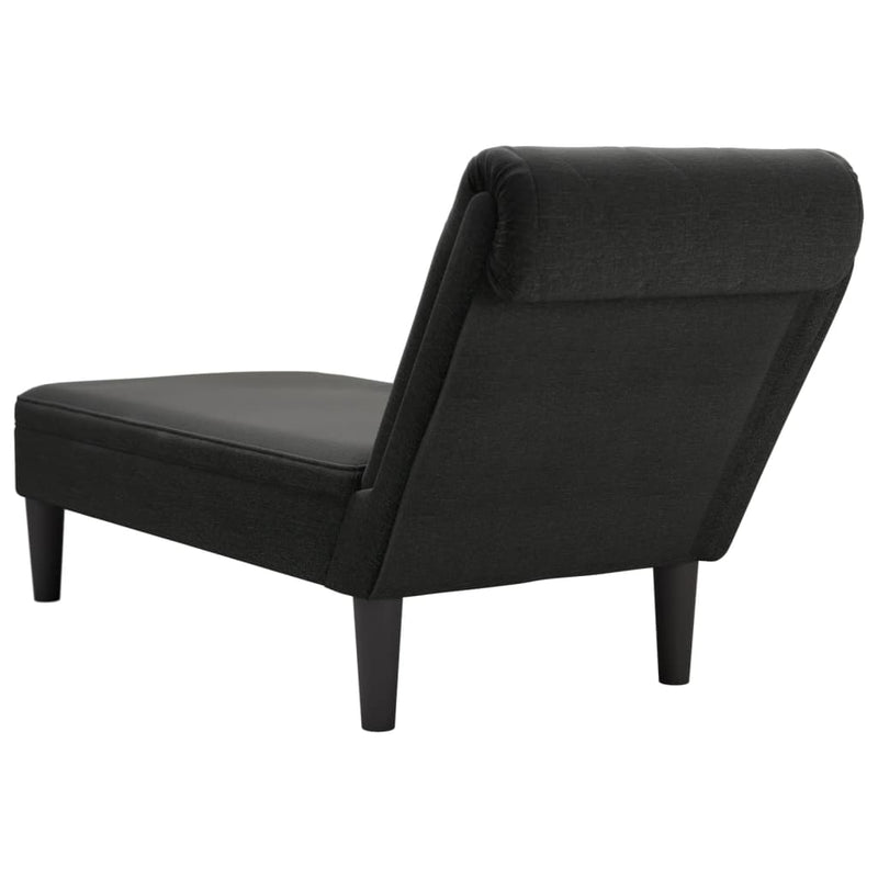 Chaise Lounge with Pillow and Right Armrest Black Fabric