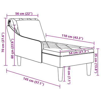 Chaise Lounge with Pillow and Right Armrest Dark Grey Velvet