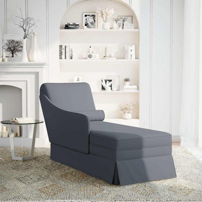 Chaise Lounge with Bolster and Right Armrest Dark Grey Velvet