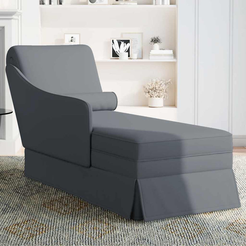 Chaise Lounge with Bolster and Right Armrest Dark Grey Velvet