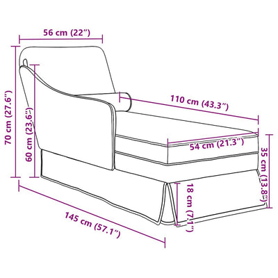 Chaise Lounge with Bolster and Right Armrest Dark Grey Velvet