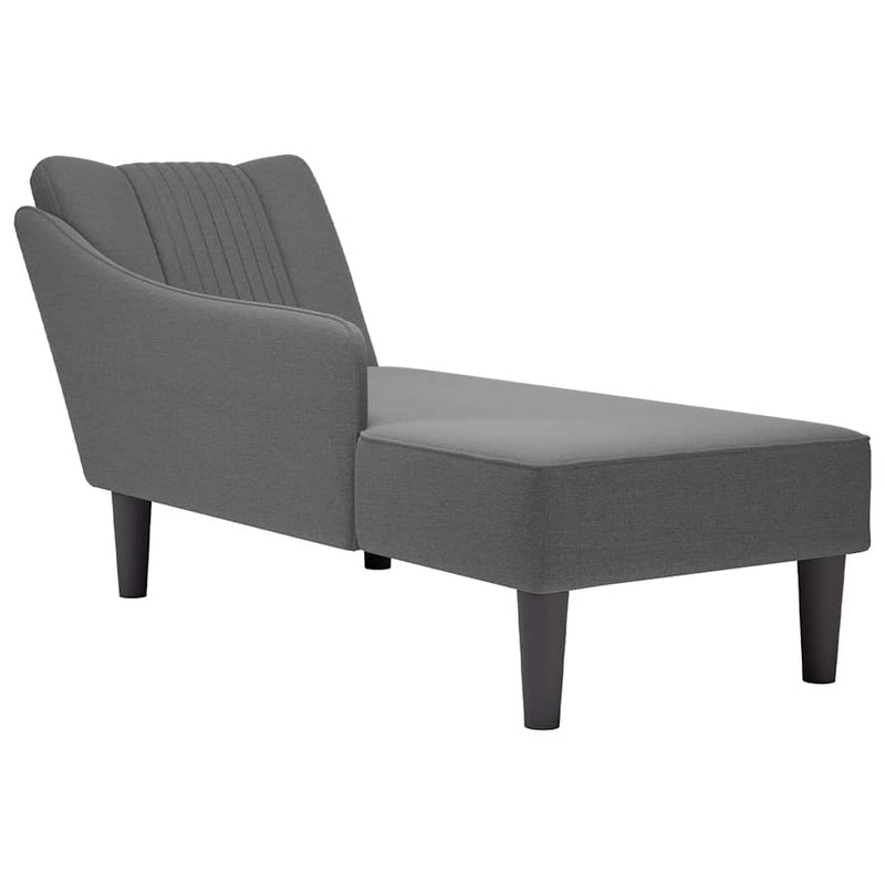 Chaise Lounge with Right Armrest Dark Grey Fabric
