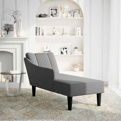Chaise Lounge with Right Armrest Dark Grey Fabric