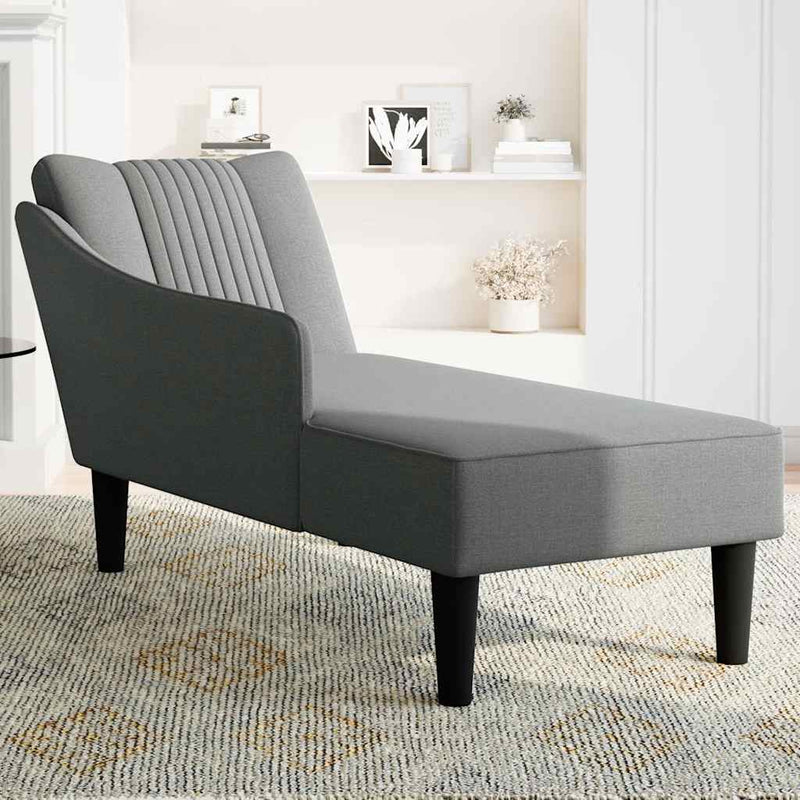 Chaise Lounge with Right Armrest Dark Grey Fabric
