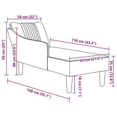 Chaise Lounge with Right Armrest Dark Grey Fabric