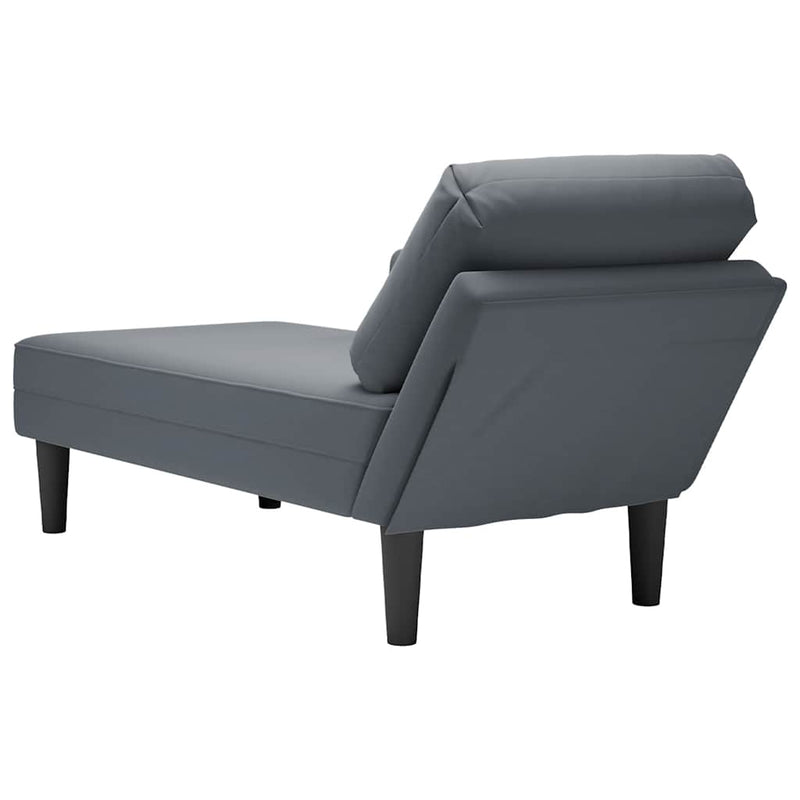 Chaise Lounge with Pillow and Right Armrest Dark Grey Velvet