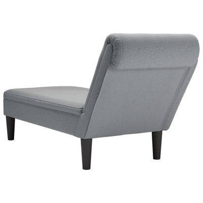 Chaise Lounge with Pillow and Right Armrest Light Grey Fabric