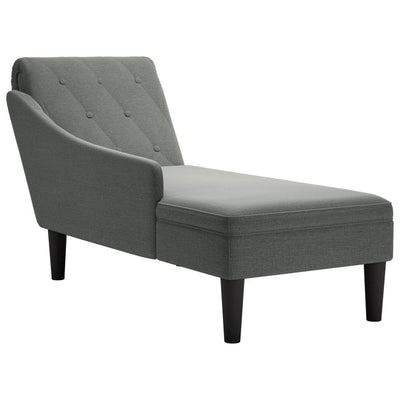 Chaise Lounge with Pillow and Right Armrest Dark Grey Fabric
