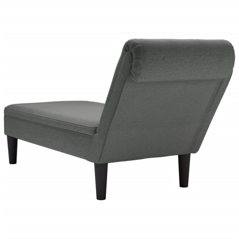 Chaise Lounge with Pillow and Right Armrest Dark Grey Fabric