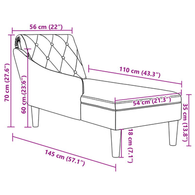 Chaise Lounge with Pillow and Right Armrest Dark Grey Fabric