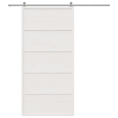 Barn Door White 100x208 cm Solid Wood Pine