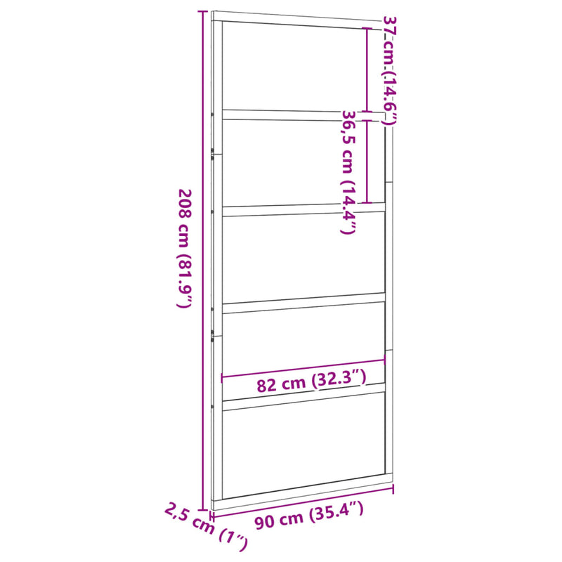 Barn Door White 90x208 cm Solid Wood Pine