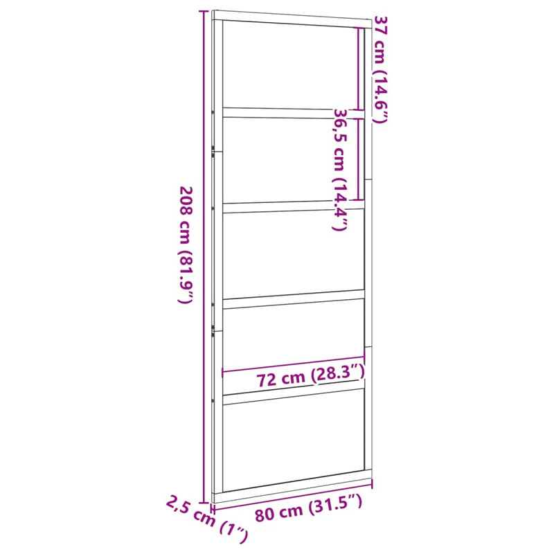 Barn Door White 80x208 cm Solid Wood Pine