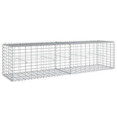 Gabion Basket with Cover 200x50x50 cm Galvanised Iron