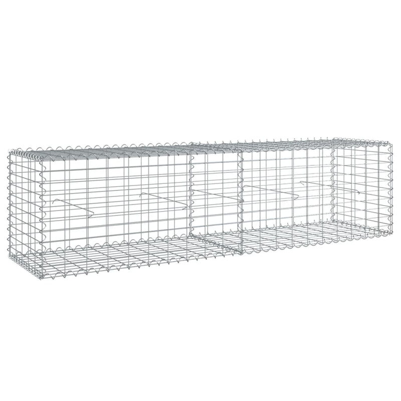 Gabion Basket with Cover 200x50x50 cm Galvanised Iron