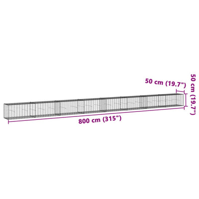 Gabion Basket with Cover 800x50x50 cm Galvanised Iron