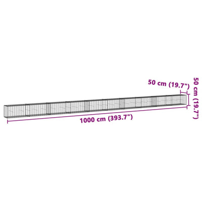 Gabion Basket with Cover 1000x50x50 cm Galvanised Iron