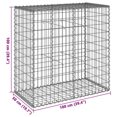 Gabion Basket with Cover 100x50x100 cm Galvanised Iron