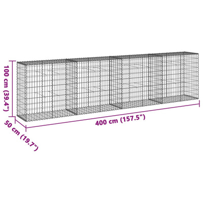 Gabion Basket with Cover 400x50x100 cm Galvanised Iron