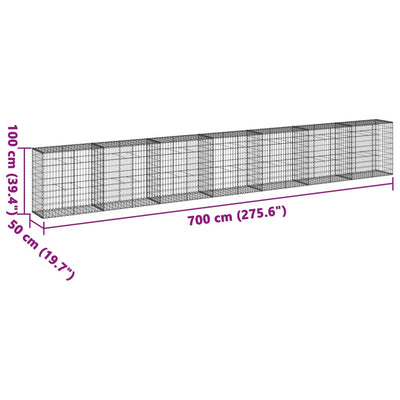 Gabion Basket with Cover 700x50x100 cm Galvanised Iron