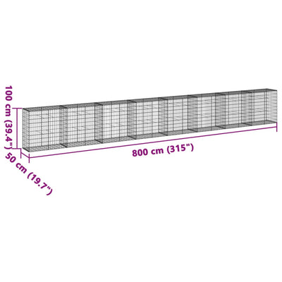 Gabion Basket with Cover 800x50x100 cm Galvanised Iron