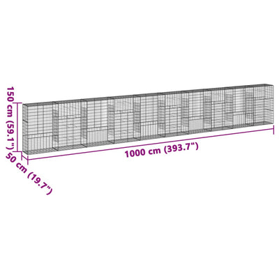 Gabion Basket with Cover 1000x50x150 cm Galvanised Iron