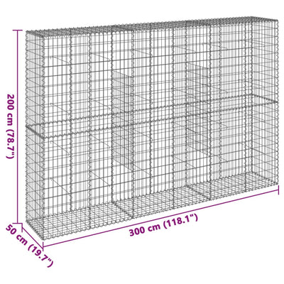 Gabion Basket with Cover 300x50x200 cm Galvanised Iron