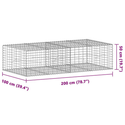 Gabion Basket with Cover 200x100x50 cm Galvanised Iron