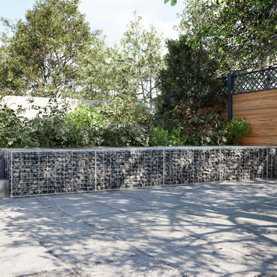 Gabion Basket with Cover 500x100x50 cm Galvanised Iron